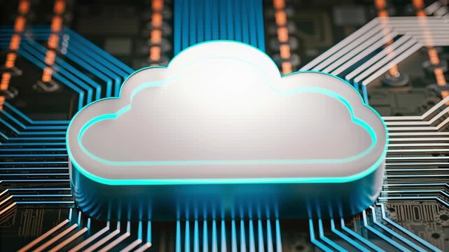 Cloud serverless security data network shield digital neon glow abstract technology with modern data protection, scalable architecture feel