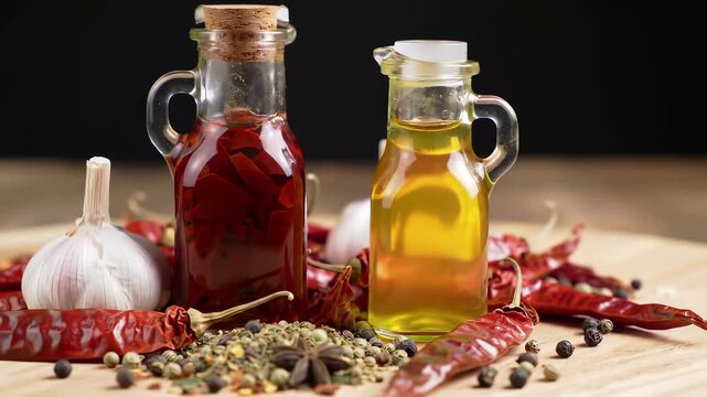 Spicy Oil and Herbs A Culinary Delight