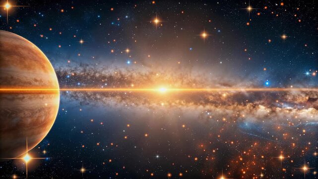 Cosmic glow across galaxy nebula star planet horizon night, radiant celestial sky with cosmic dust and awe inspiring space vistas, serverless