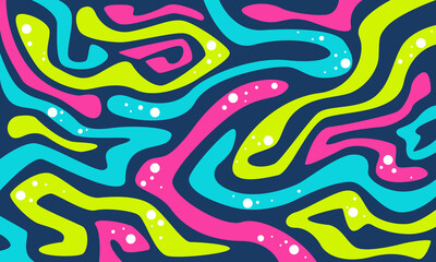 Psychedelic Wavy Lines Pattern in Neon Colors