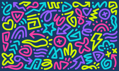 Abstract Colorful Hand-Drawn Doodle Pattern Background