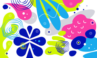 Modern Abstract Nature-Inspired Illustration with Playful Shapes