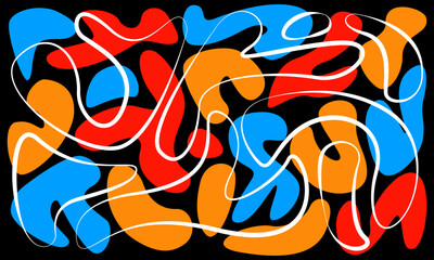 Bold Abstract Colorful Shapes with Dynamic White Lines