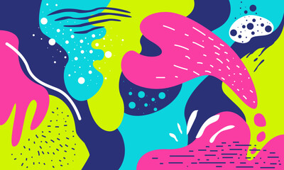 Color Splash Abstract with Organic Fluid Shapes