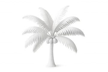 3d rendering of a white coconut palm tree isolated on transparent background, ideal for summer and tropical themes