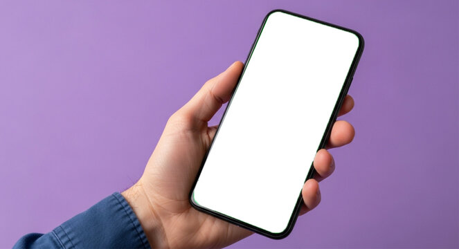 Hand holding a smartphone with a transparent screen and a colorful background. Ideal for digital banking, online finance, money transfers, investment apps, cryptocurrencies, mobile payments, and more.