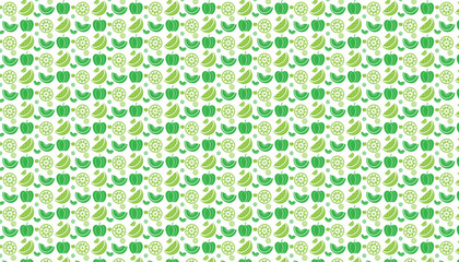 Green and Light Green Pattern of Fruits and Vegetables Seamless Repeating Design Keywords: pattern, seamless