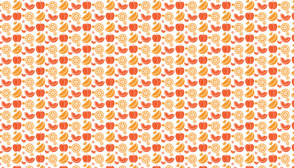 Orange and Yellow Pattern of Fruits and Vegetables Seamless Repeating Design Keywords: pattern, seamless, repeating