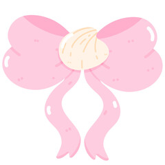 Obraz premium Coquette Shell Bow Pink Aesthetic Beachcore Bows with Seashell illustration