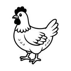 Cute cartoon chicken vector illustration for farm animals coloring pages and educational resources for kids