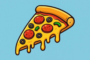 Delicious slice of pepperoni and vegetable pizza with melted cheese