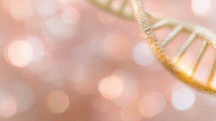 DNA strand close-up with a blurred pink background in a study