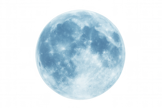 High-resolution image of a full moon on a transparent background, showcasing intricate details of the lunar surface