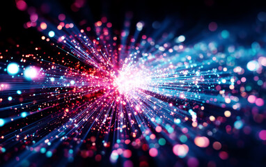 Obraz premium Vibrant Fibers Bursting with Color in a High-Speed Connection