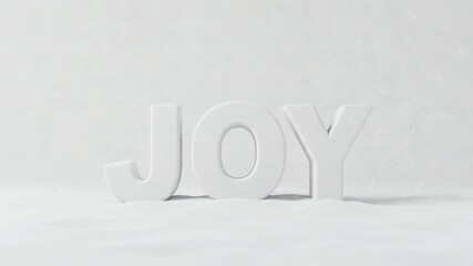 Capturing the Essence of Joy Through Minimalistic White Letters Amidst a Dreamy, Snowy Background for a Serene and Uplifting Visual Experience - Powered by Adobe