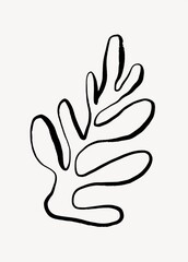 Fototapeta premium Abstract leaf line art, Chinese brush design