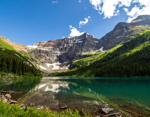 Majestic mountain lake reflecting a vibrant sky