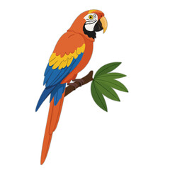 Obraz premium A vibrantly colored parrot perched on a branch with lush green leaves