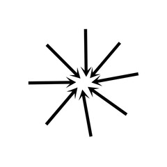 Abstract dark burst with light lines converging to central point.