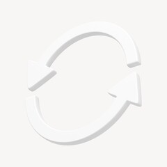 3D white reverse arrow icon