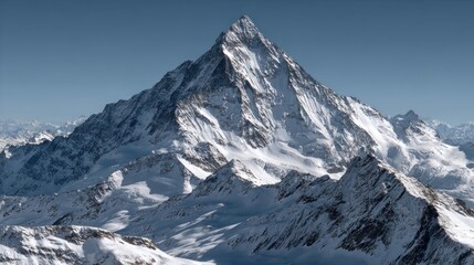 Majestic snowy mountain peaks panorama