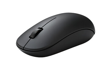 Wired matte black computer mouse sleek minimal design on transparent background