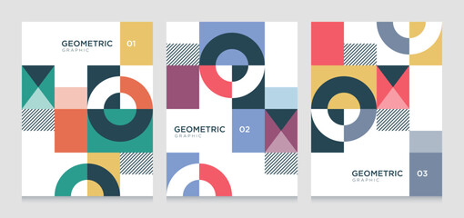 Minimal geometric cover set background. Trendy design. Simple color pattern