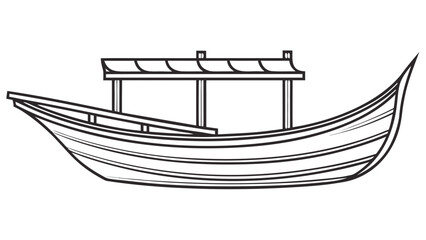 Dubai Abra Water Taxi Flat Vector Sketch Black and White