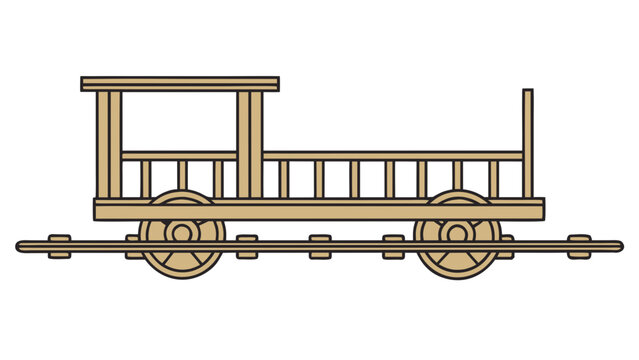 Beige Bamboo Train Norry Flat Vector Illustration railway