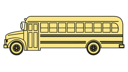 Minimalist Vector Illustration Yellow School Bus Side View