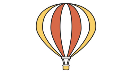 Fototapeta premium Minimalist Vector Hot Air Balloon Orange Yellow Design