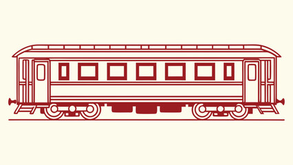 Red Line Drawing Orient Express Luxury Train Car Side View