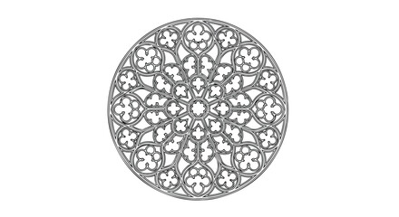 Circular Gothic Rose Window Design Architectural Detail.