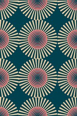 Floral pattern blue background, abstract repeated design