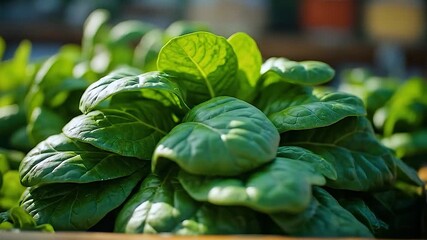 Fresh green lettuce close-up slow movement