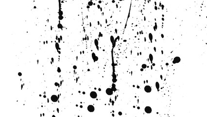 Fototapeta premium Ink drops and splashes on transparent background. Blotter spots, liquid paint drip drop splash and ink splatter. Artistic dirty grunge abstract spot. monochrome drip splash, splat messy inkblot.