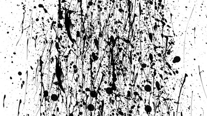 Ink drops and splashes on transparent background. Blotter spots, liquid paint drip drop splash and ink splatter. Artistic dirty grunge abstract spot. monochrome drip splash, splat messy inkblot.