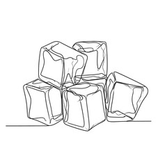 Continuous line drawing of ice cubes