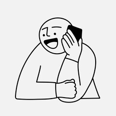 Man talking on phone clipart, character doodle