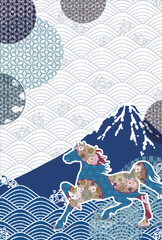 午　年賀状　干支　背景