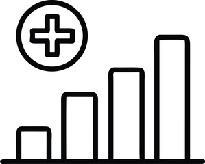Obraz premium Growth graph icon with plus sign for healthcare or business use