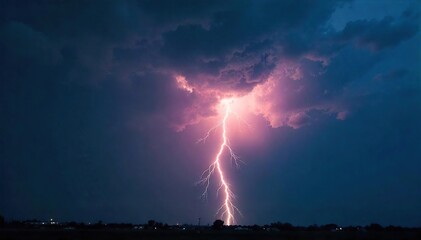 Obraz premium Dramatic dark cloudscape, intense lightning illuminating the stormy sky, powerful thunder imminent A breathtaking display of nature's raw power , intense, clouds, ominous