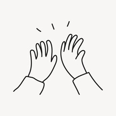 Clapping hands doodle drawing, celebration line art illustration