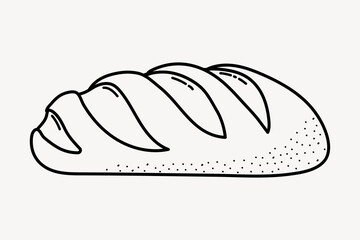 Baguette doodle clipart, cute black & white illustration