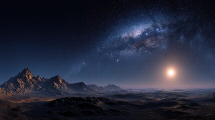 Naklejka premium Alien planet landscape at twilight