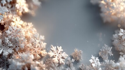 Fototapeta premium Captivating Snowflake Patterns Winter Wonderland Nature Photography Frosty Environment Close-up View Beauty of Nature