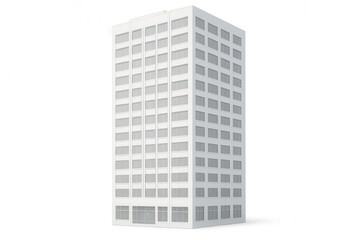 Fototapeta premium Sleek white skyscraper towering with contemporary architectural lines, representing minimalist urban design against clean backdrop