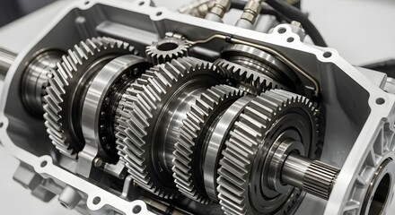Detailed Close-Up View of an Intricate Automotive Gearbox Mechanism Showing Precision Engineering