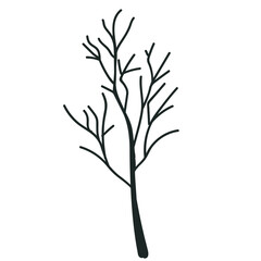 Bare tree trunk illustration, natural winter element for minimalist forest and seasonal outdoor design concepts.