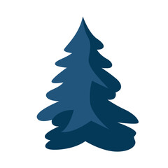 Blue pine tree illustration, perfect for natural outdoor landscapes, forest scenes, and winter-themed design projects.